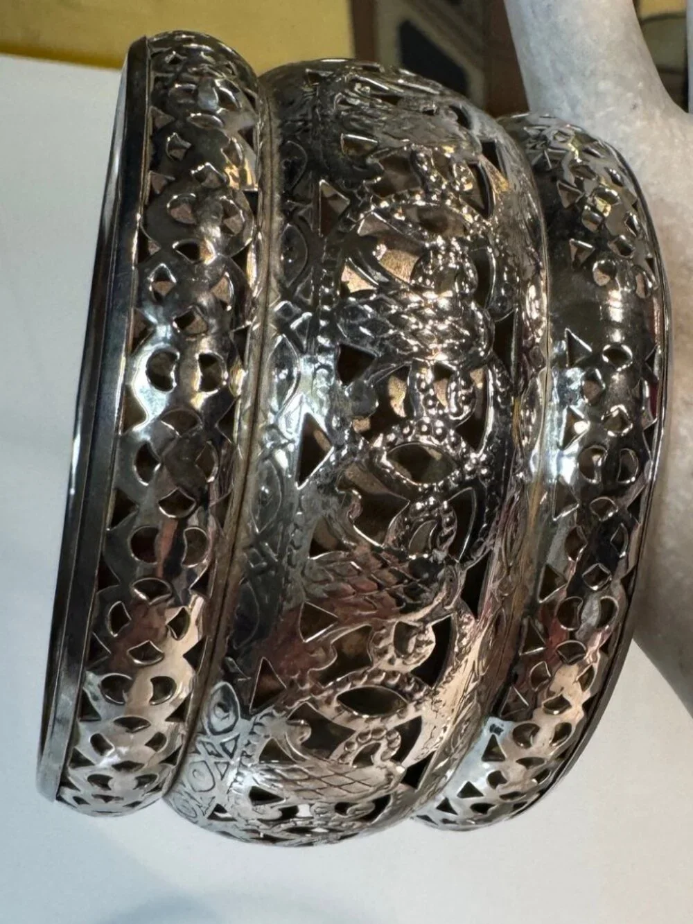 #113 Pair of beautiful carved bangle bracelets